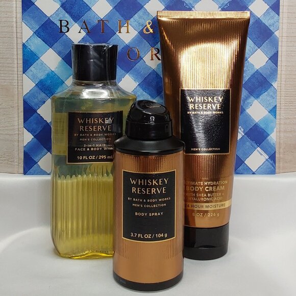 BATH & BODY WORKS 'WHISKEY RESERVE' 3-PIECE GIFT SET BODY WASH, LOTION & SPRAY